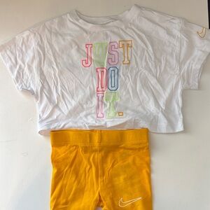Nike White Tee and Orange Shorts Set